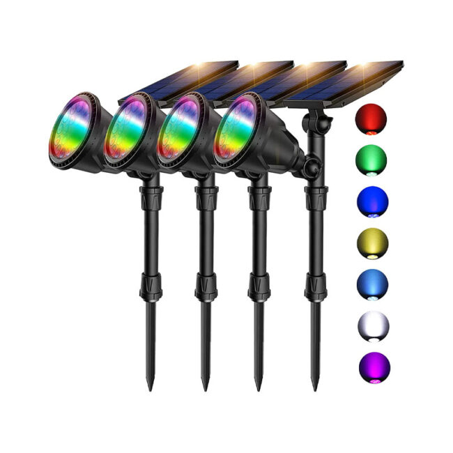 The Best Solar Christmas Light Option: JSOT 7 Color Changing Solar Spot Lights