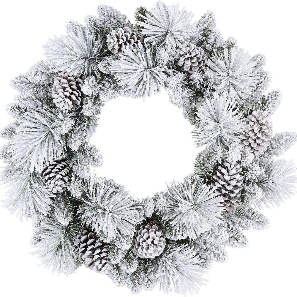 The Best Christmas Decorations Option: Puleo International Berkshire Spruce Flocked Wreath