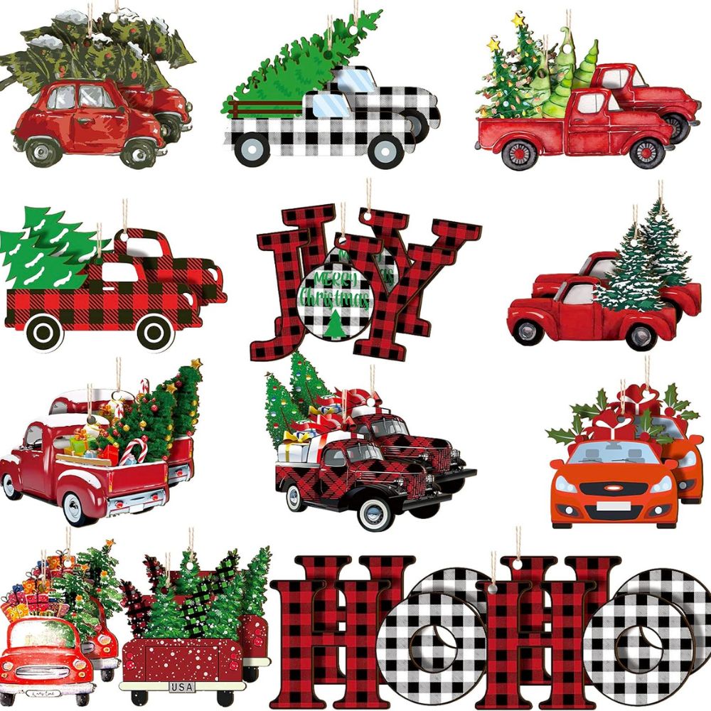 The Best Christmas Decorations Option: 24-Piece Wooden Christmas Ornaments Rustic Farmhouse