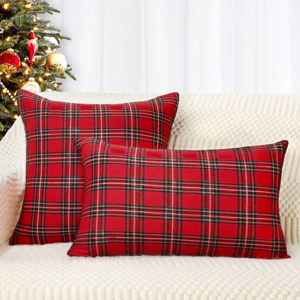 The Best Christmas Decorations Option: 4TH Emotion Christmas Scottish Plaid Pillow Covers