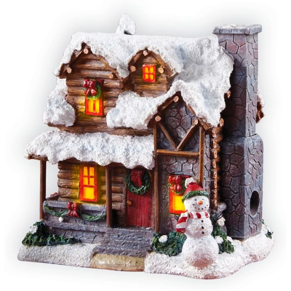 The Best Christmas Decorations Option: Collections Etc Smoking Country Christmas Cabin Incense Burner