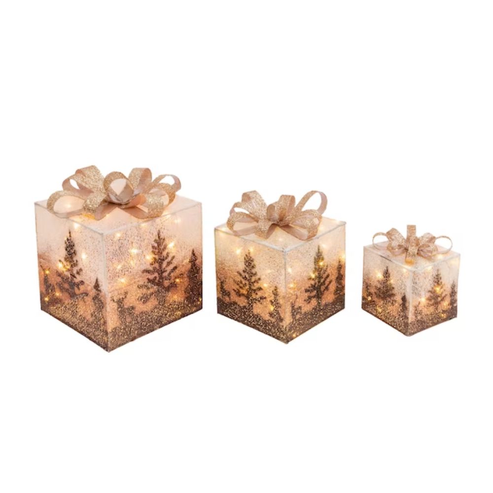 The Best Christmas Decorations Option: Gerson International LED Lighted Gift Boxes (3-Pack)