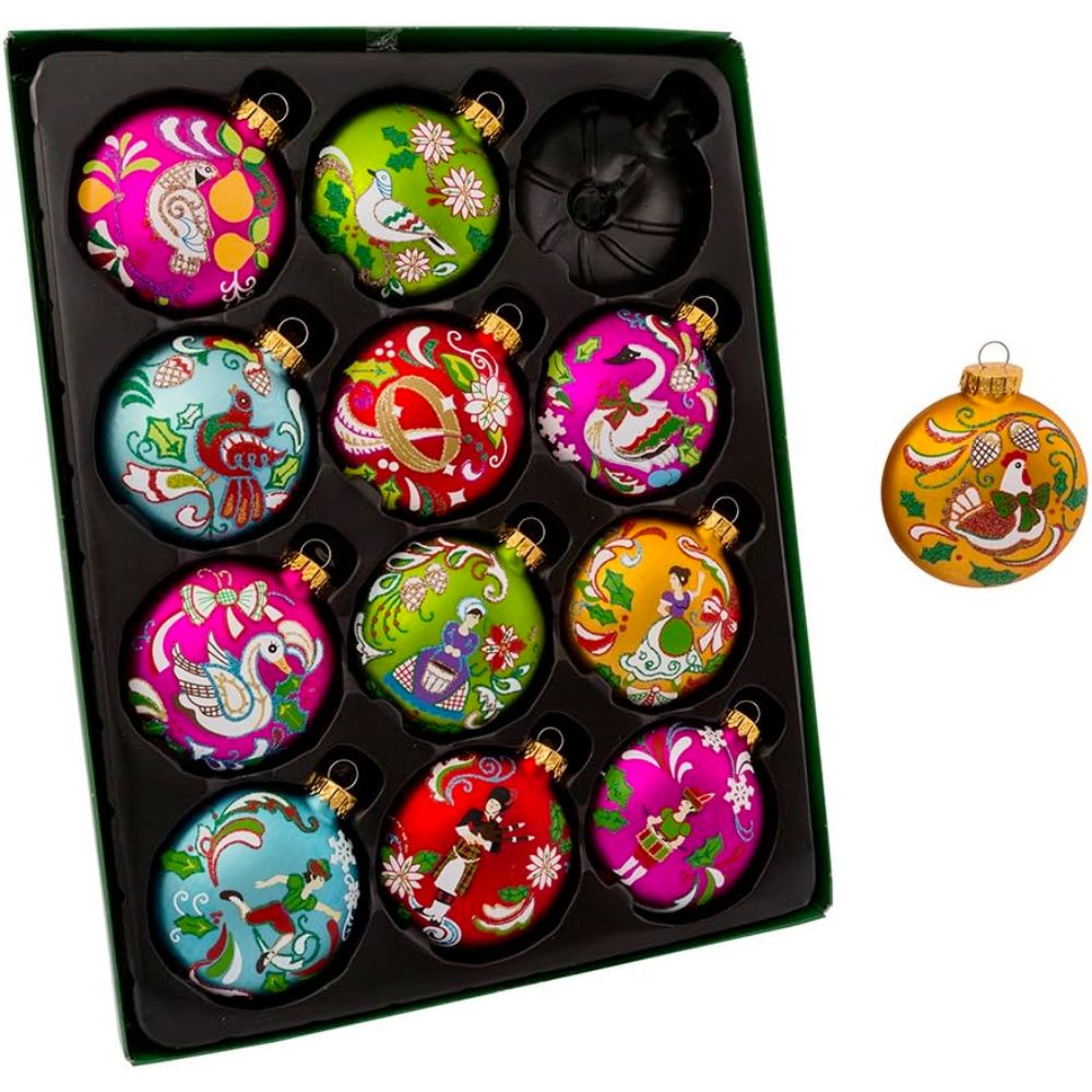 The Best Christmas Decorations Option: Kurt Adler 12 Days of Christmas Glass Ornament Set