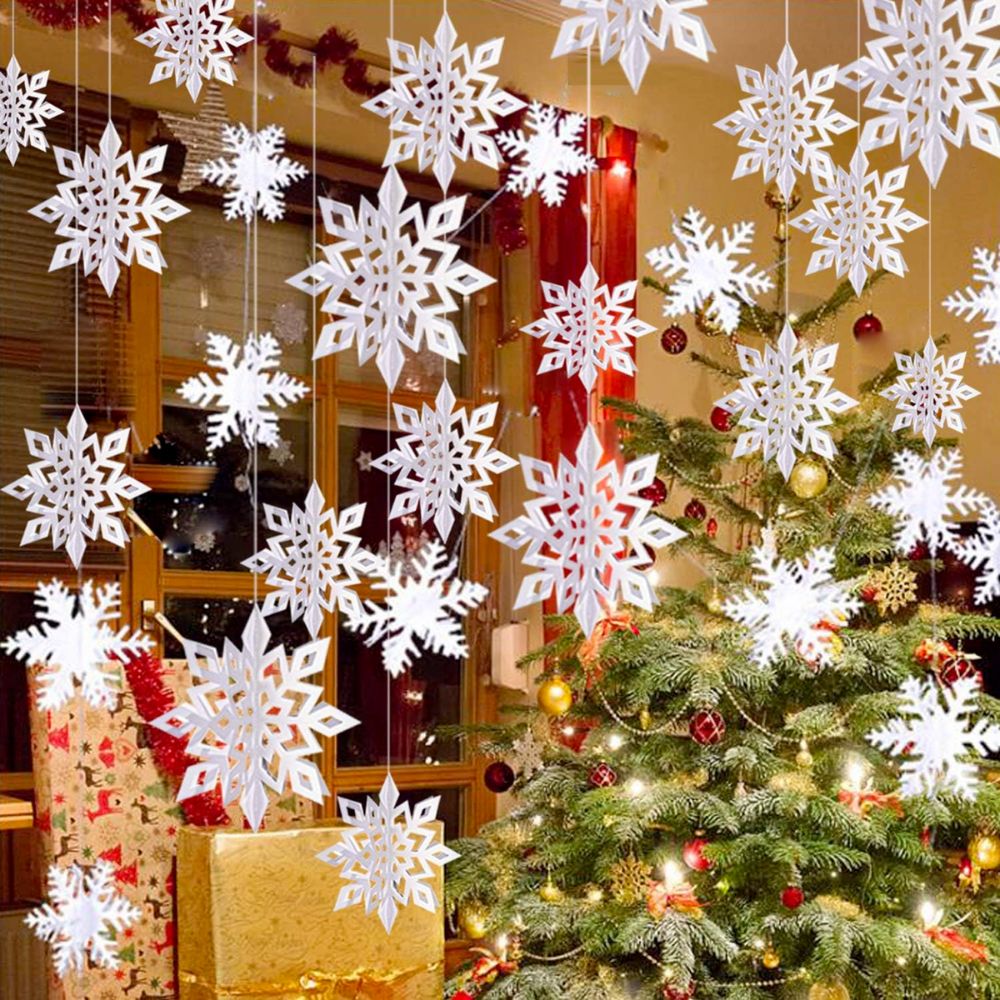 The Best Christmas Decorations Option: OuMuaMua Hanging Snowflake Decorations