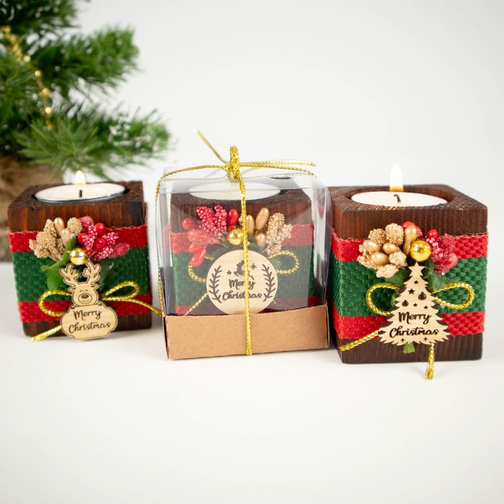 The Best Christmas Decorations Option: Personalized Wood Tealight Candle Holder Decorations