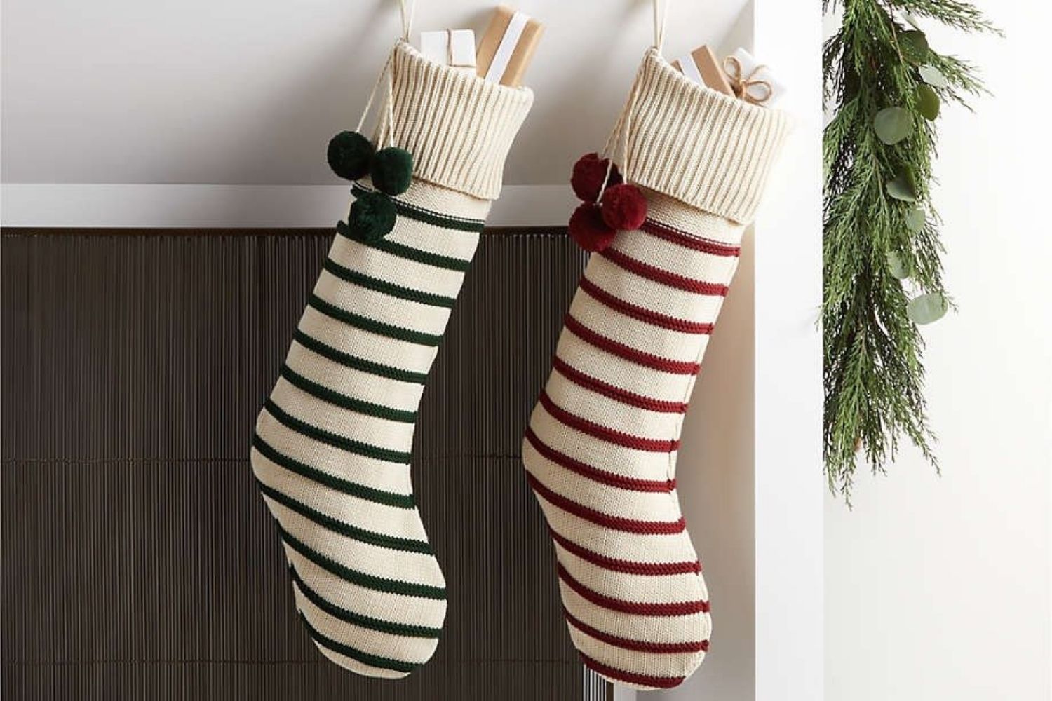 The Best Christmas Stockings Option: Crate & Barrel Green Stripe Knit Stocking