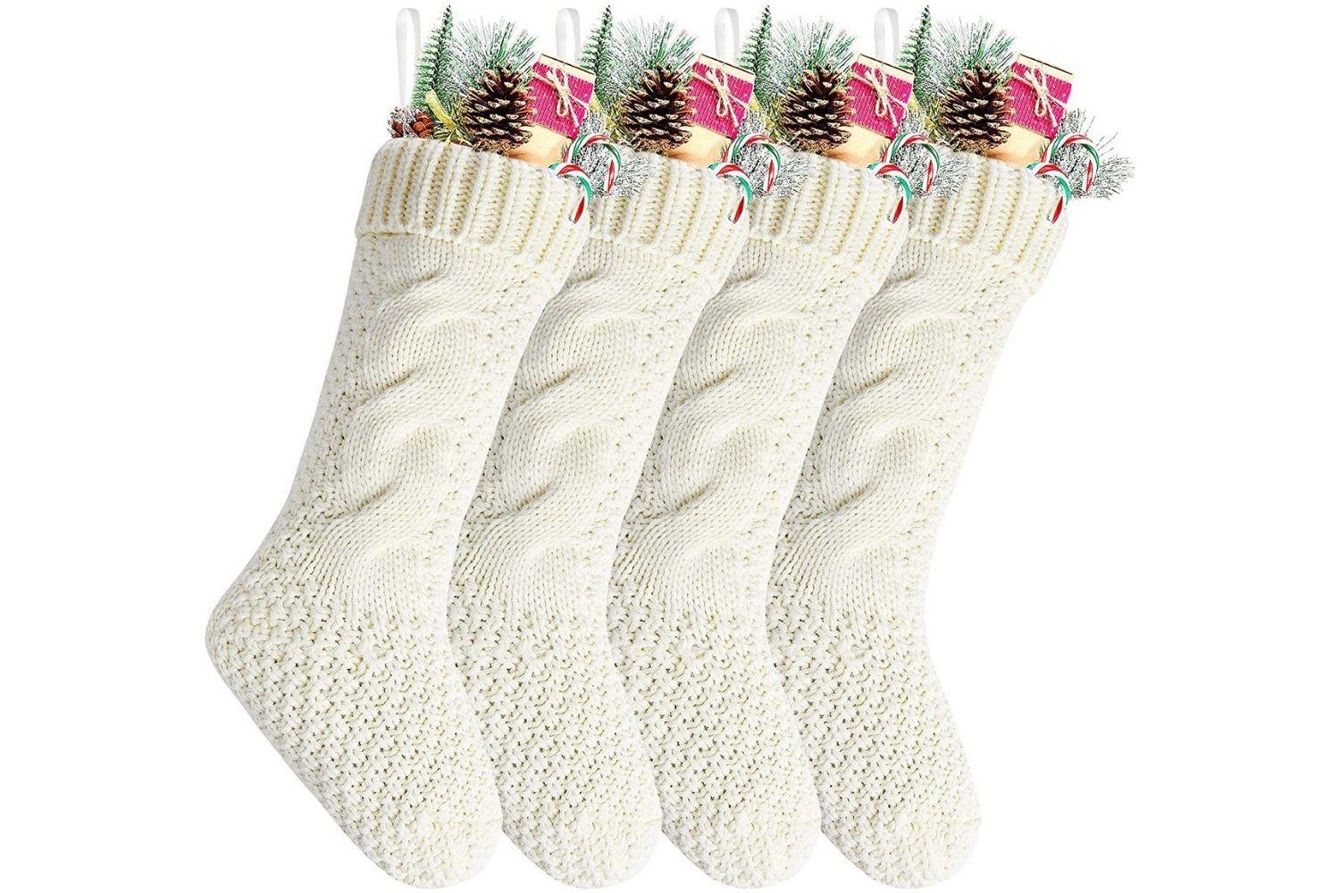 The Best Christmas Stockings Option: Kunyida Ivory Knit Christmas Stockings