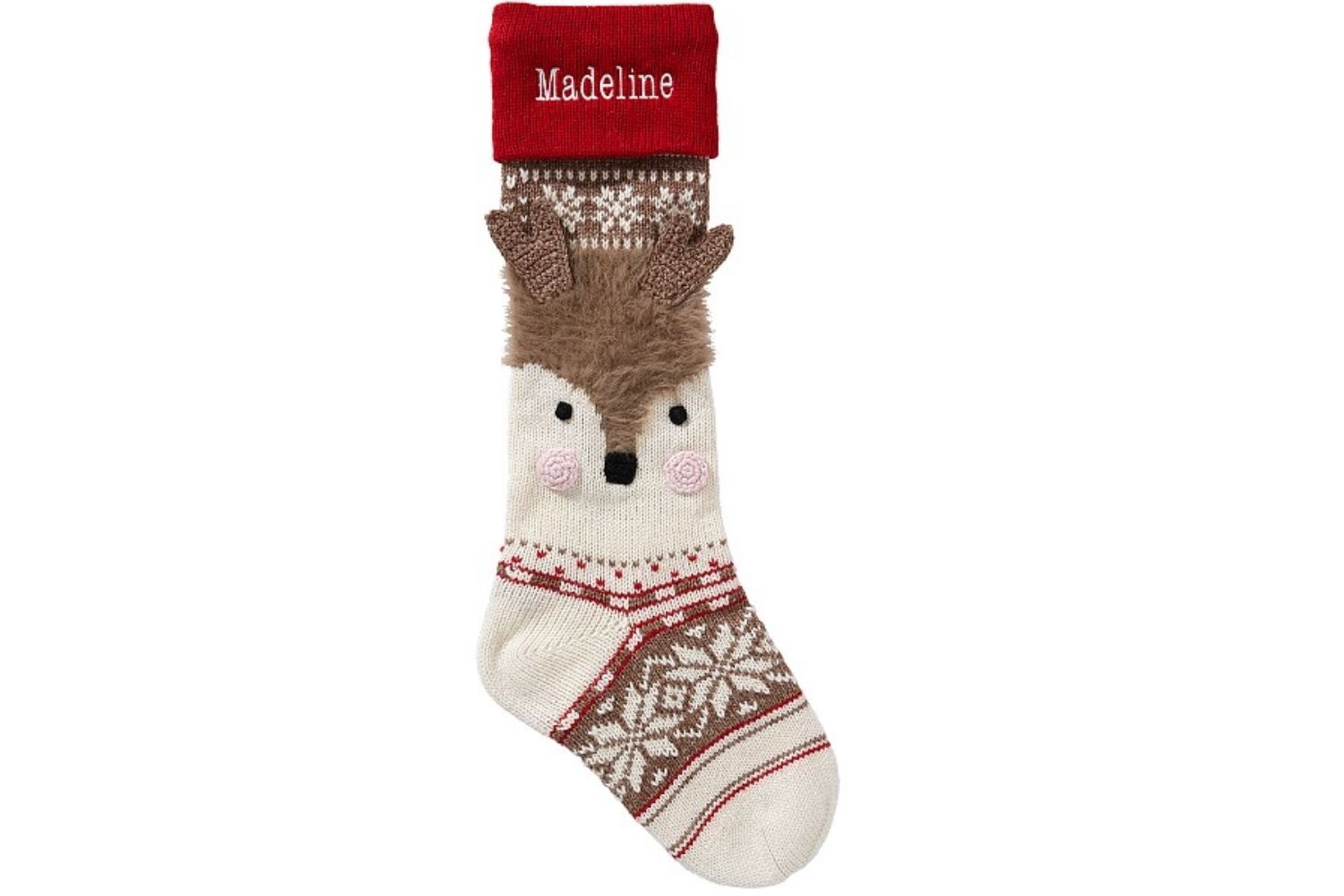 The Best Christmas Stockings Option: Pottery Barn Reindeer Face Classic Fair Isle Christmas Stocking