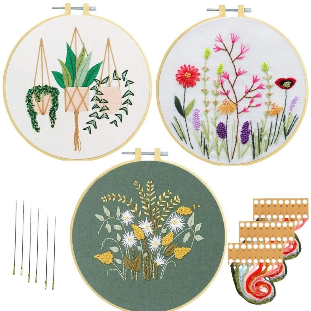 The Best Craft Kits for Adults Option: Nuberlic 3 Sets Embroidery Kit for Adults