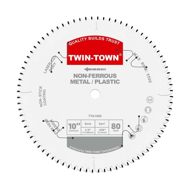  Twin-Town 10-Inch Non-Ferrous Metal Saw Blade on a white background