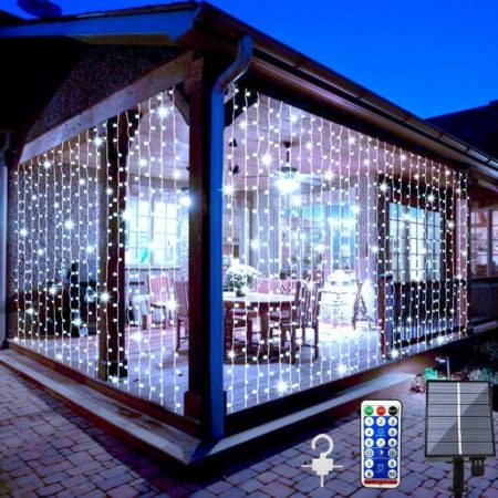 Whywhife 300 LED Solar Curtain String Lights