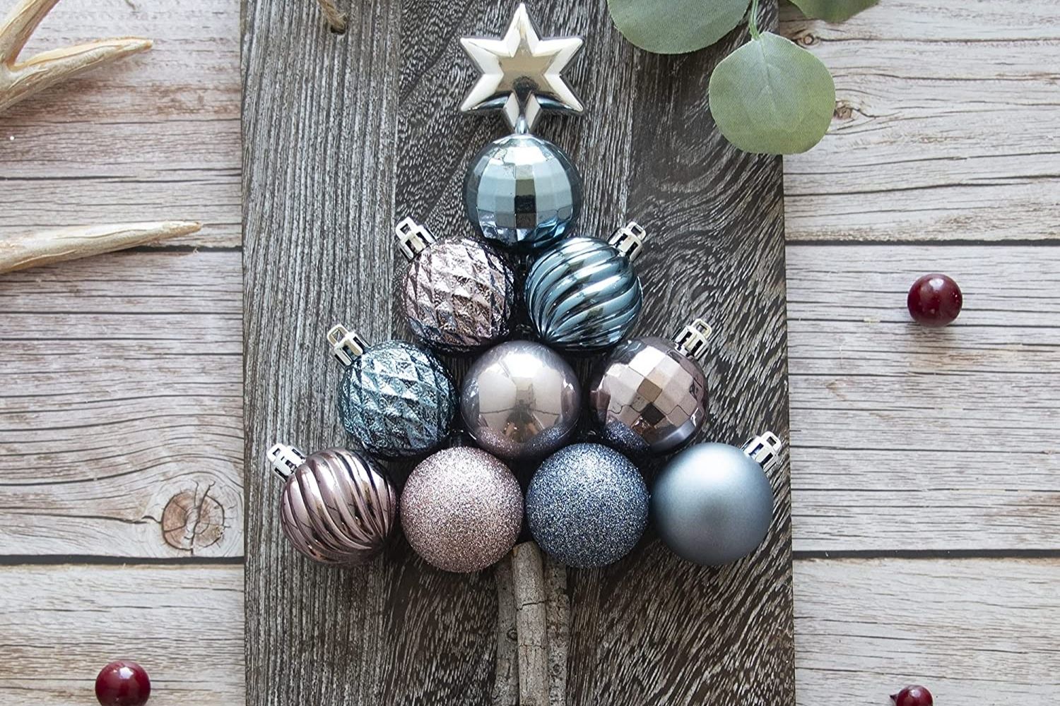 The Best Christmas Ornaments Option: KI Store 34ct Dusty Blue Christmas Balls