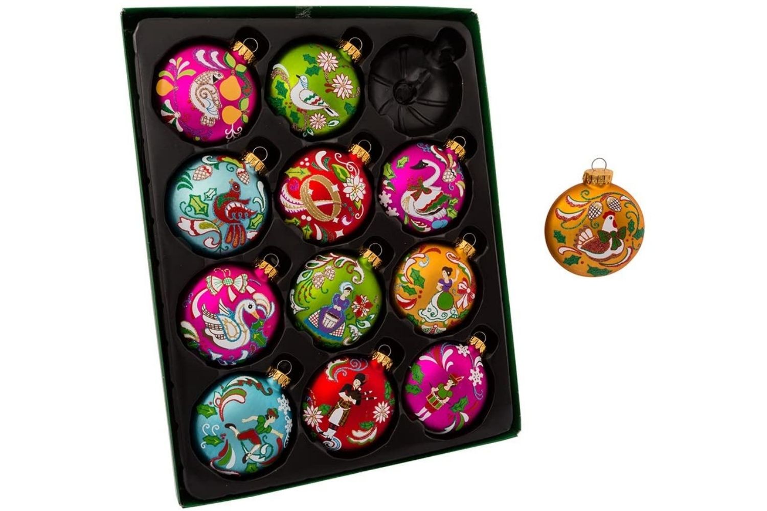 The Best Christmas Ornaments Option: Kurt Adler 65MM 12 Days of Christmas Glass Ornament Set