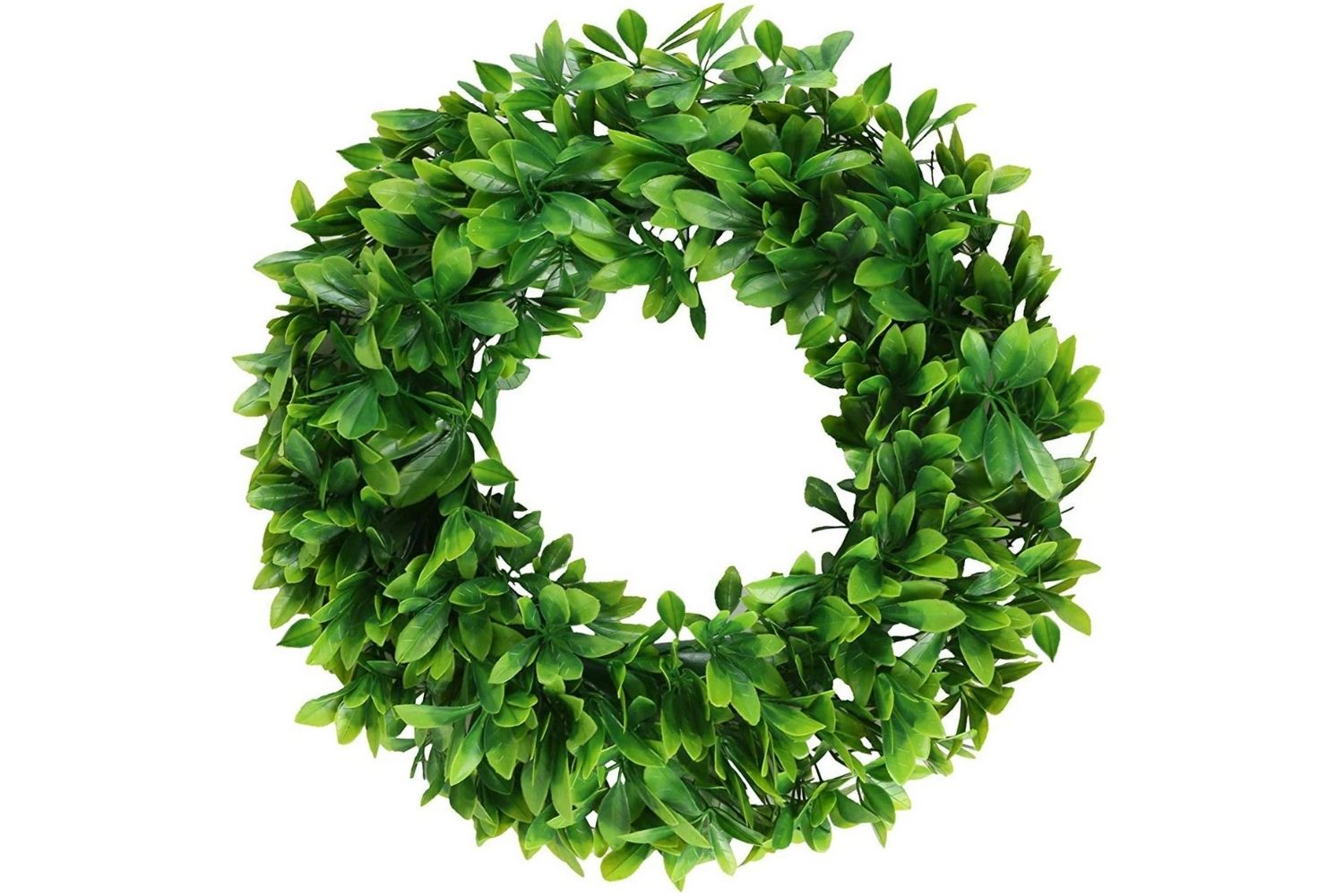 The Best Christmas Wreaths Option: Pauwer Artificial Green Leaves 16" Boxwood Wreath