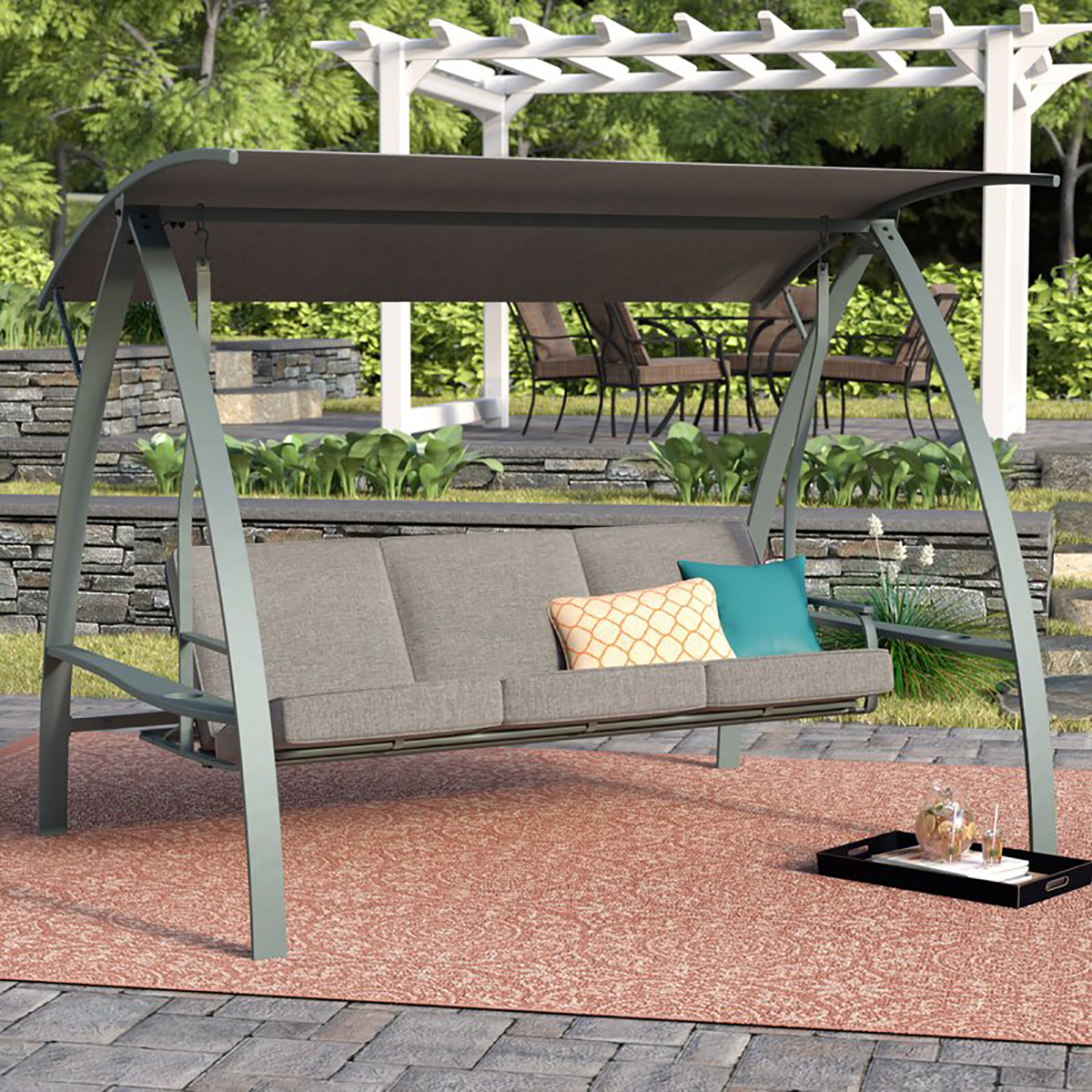 Arlmont u0026 Co. Meiman Porch Swing With Canopy
