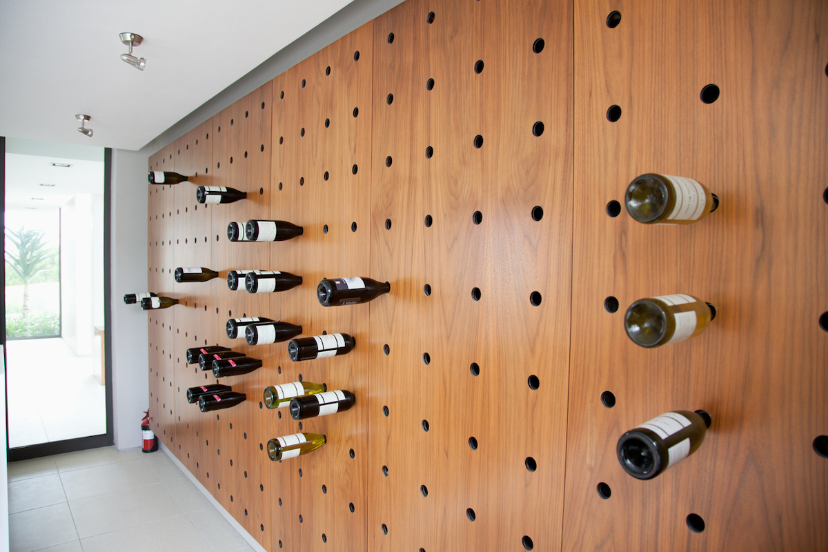 wine rack ideas - pegboard wall