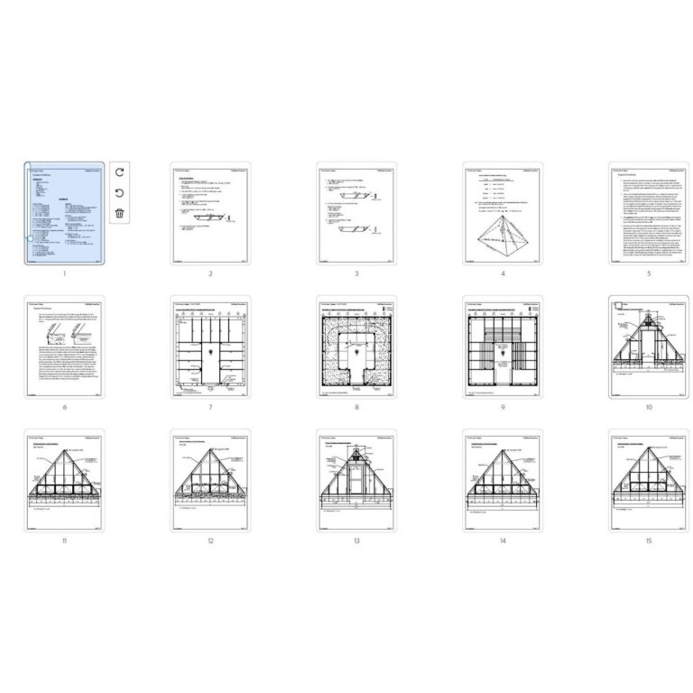 Detailed look at 15'x15' Pyramid Framed Greenhouse plans