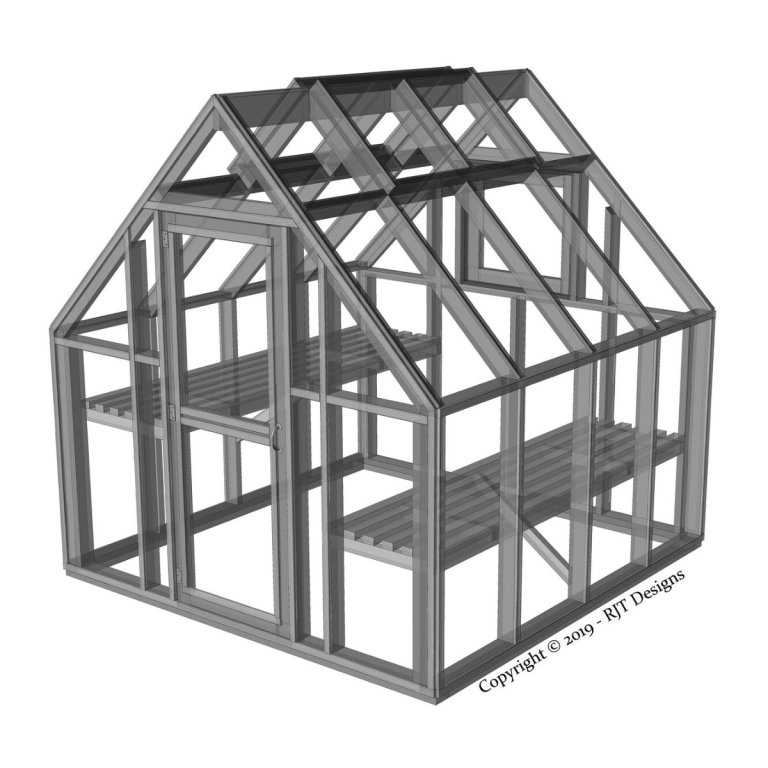 3D rendering of 8' x 8' Greenhouse Plans by rjterry