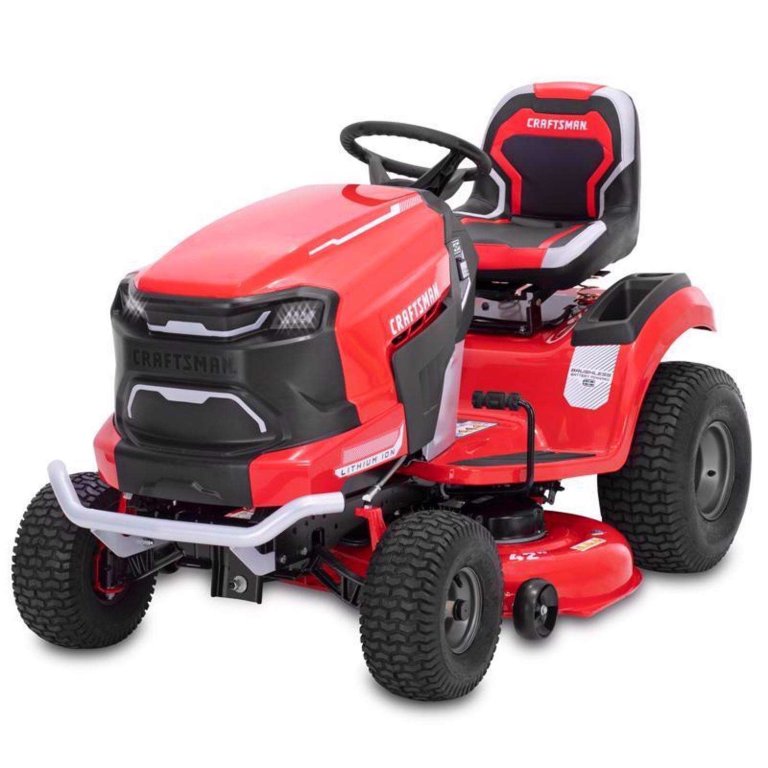  Red Craftsman 56V MAX 42-Inch Riding Mower on white background