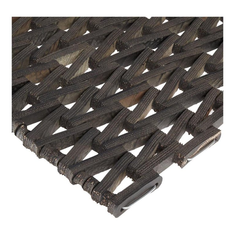  Corner of Recycled Tire-Link doormat on white background