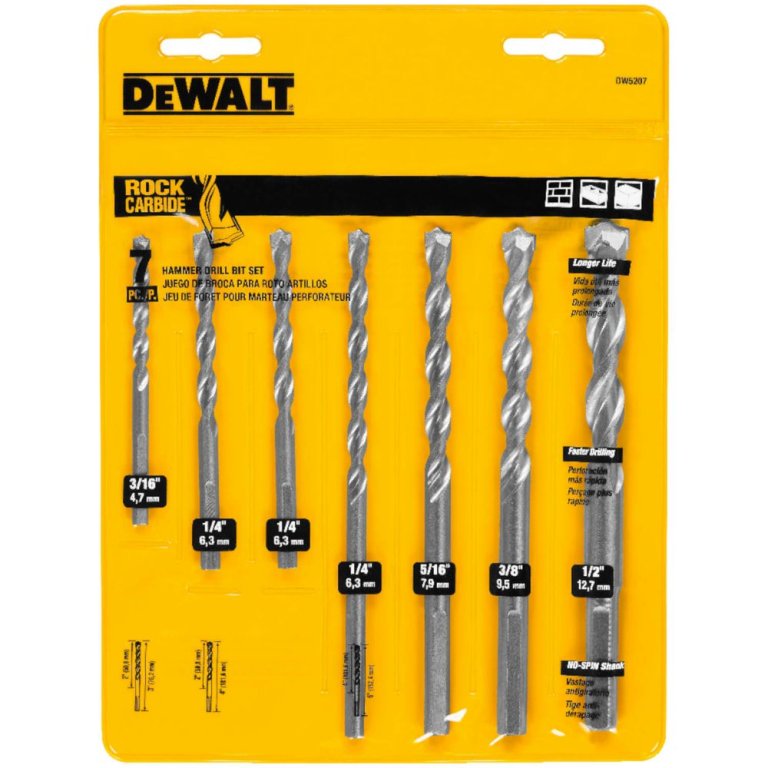  DeWalt Rapid Load Carbide Masonry Drill Bit Set on a white background
