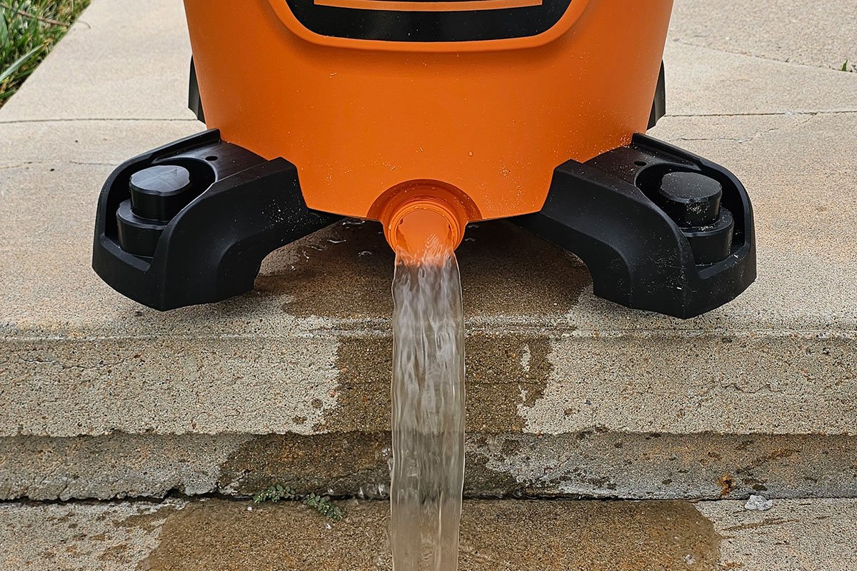 Water draining out of a wet/dry vacuum.