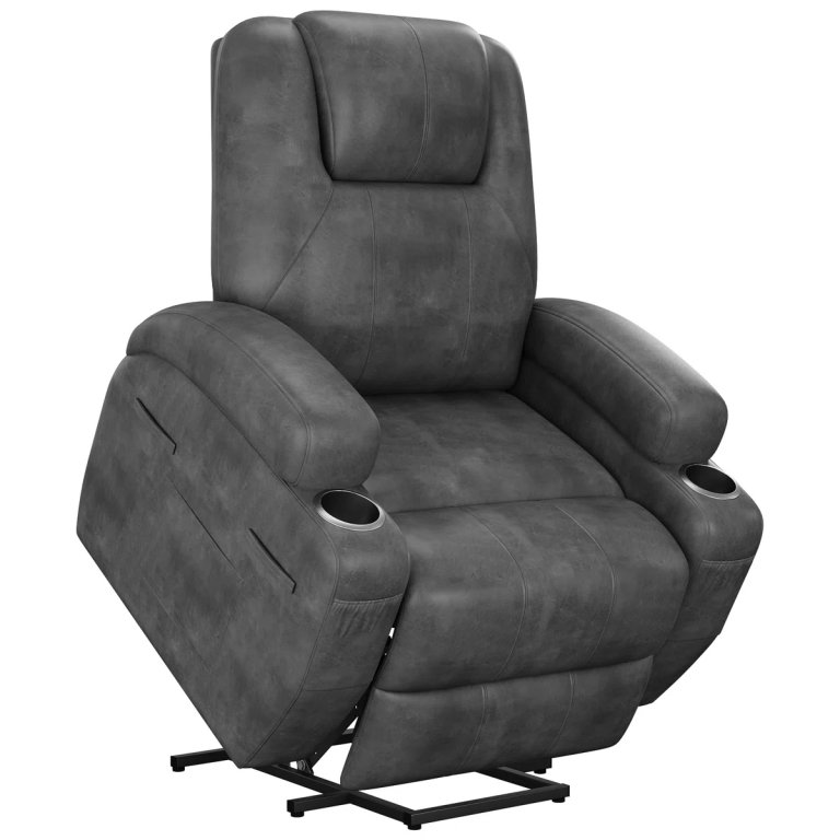 Latitude Run Faux Leather Power Lift Recliner on white background