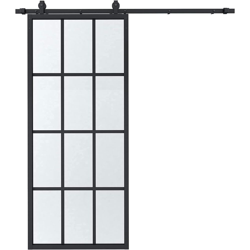 Jubest 4-Panel Modern French Glass Barn Door