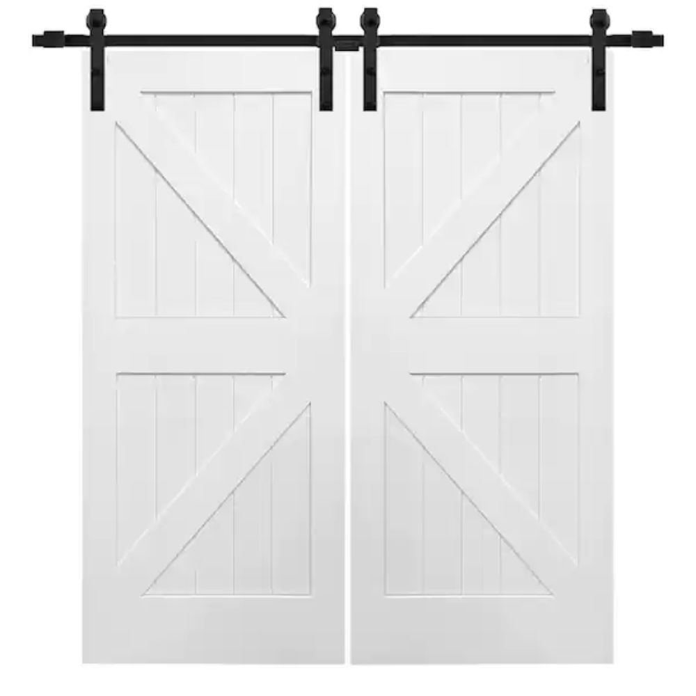 MMI Door Primed Composite Double Sliding Barn Door
