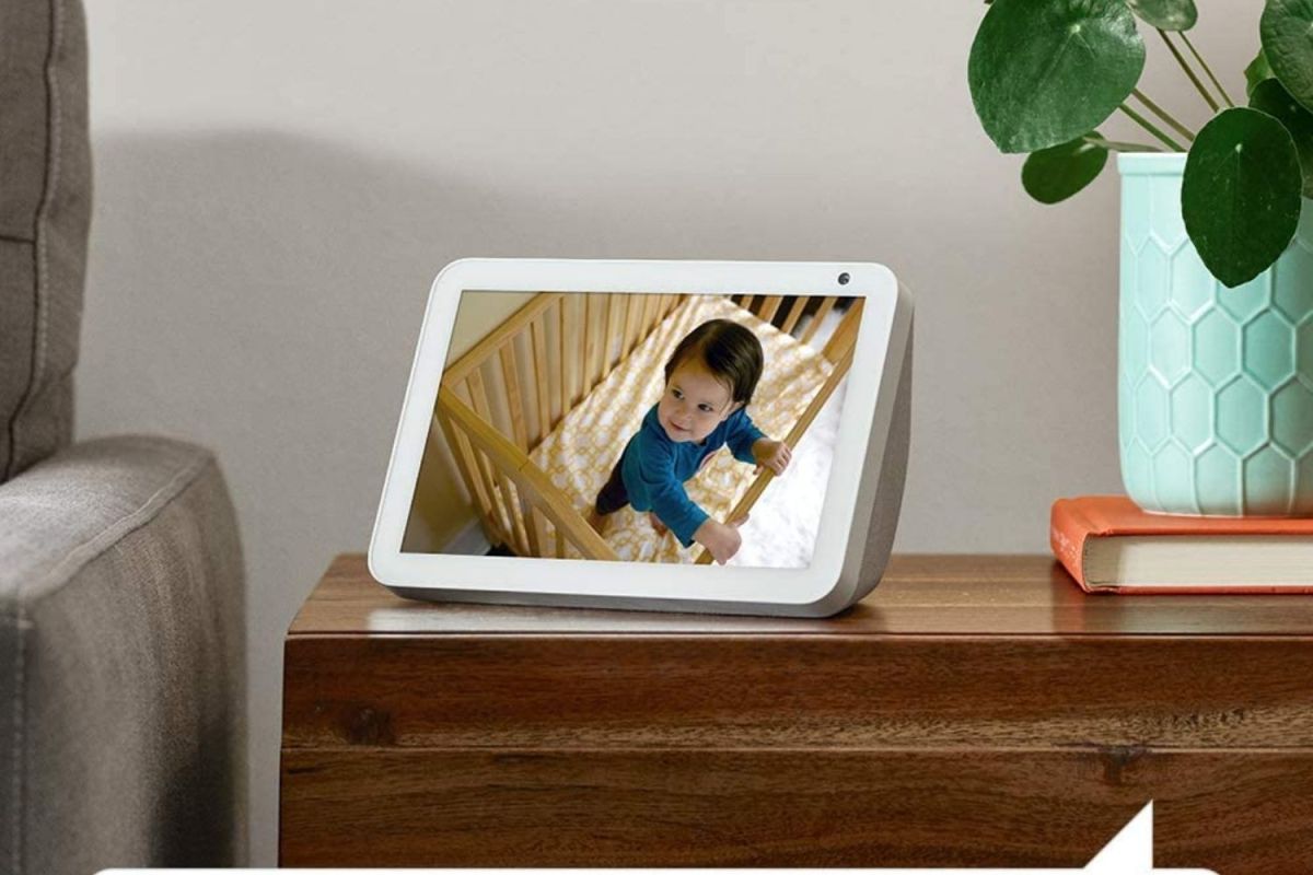 The best home intercom system option showing a toddler in a crib