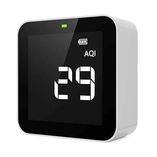 Temtop P10 indoor air quality meter on a white background.