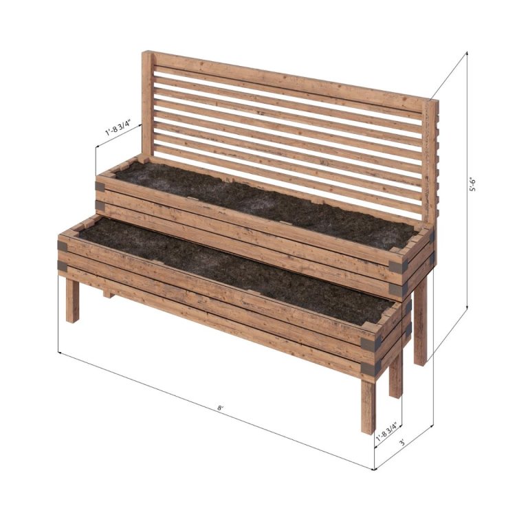 2-Tier Raised Garden Bed Plans sketched by CampCraftDIY