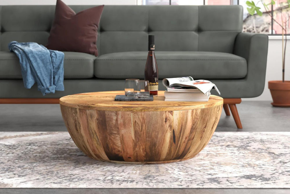 Deals Roundup 1:31 Option: Steelside Cassius Solid Wood Drum Coffee Table