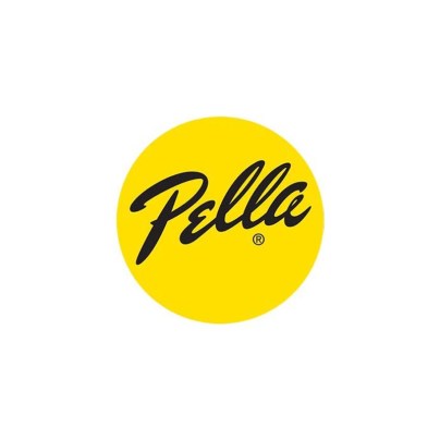 The yellow Pella logo is placed on a white background.