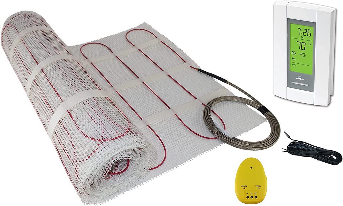 Radiant floor heating system on a white background.