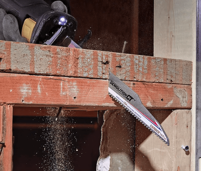 reciprocating saw uses demo through wood and nails