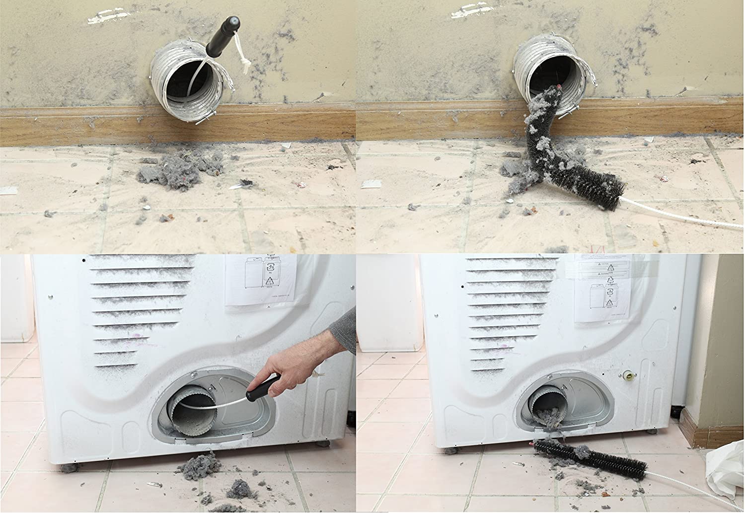 A before and after photo of a dryer where the best dryer vent cleaning option was used
