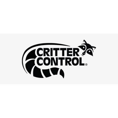 The words 'Critter Control' are written in black with the company's raccoon-shaped logo wrapping around it.