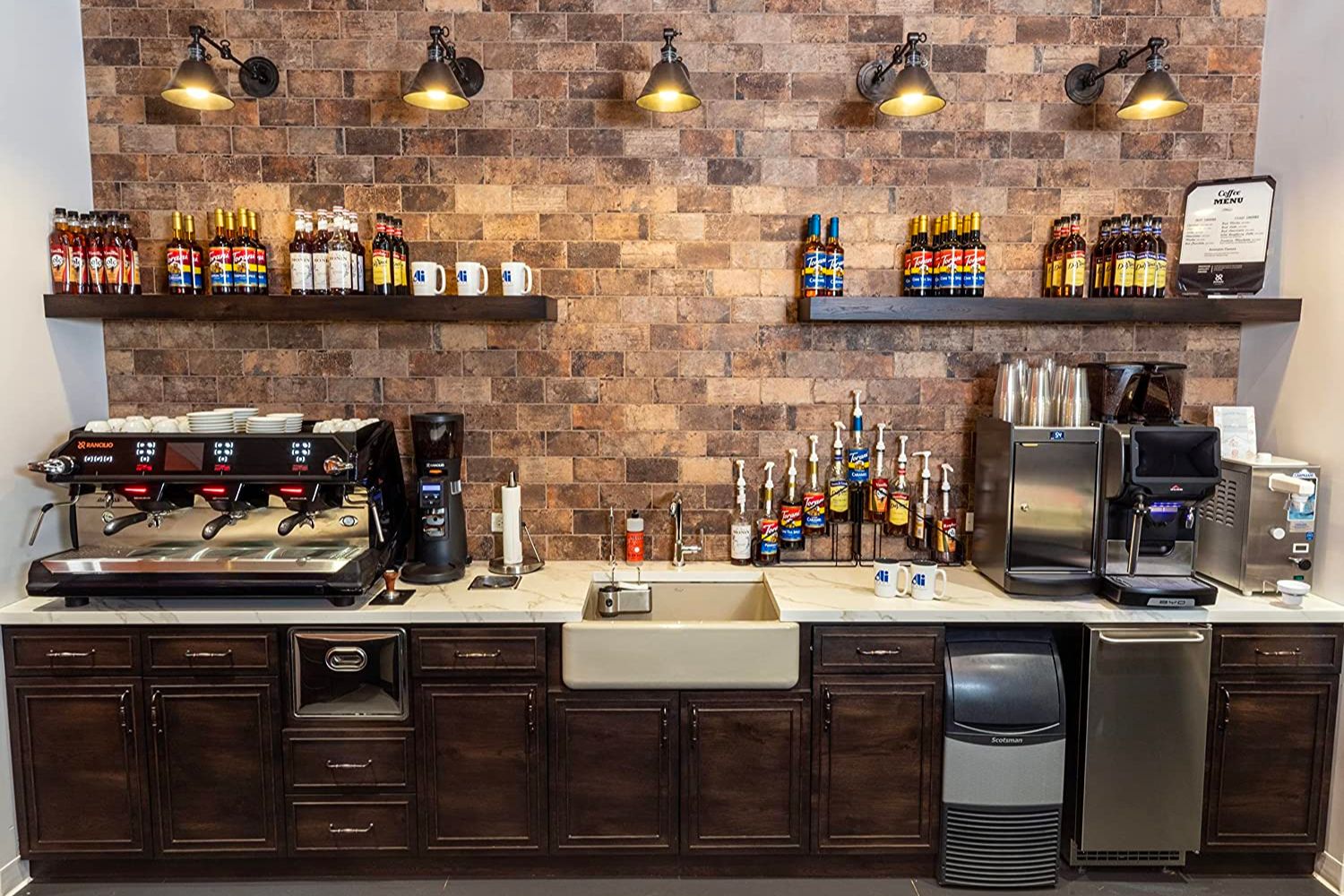The best undercounter ice maker installed in a well-stocked home bar
