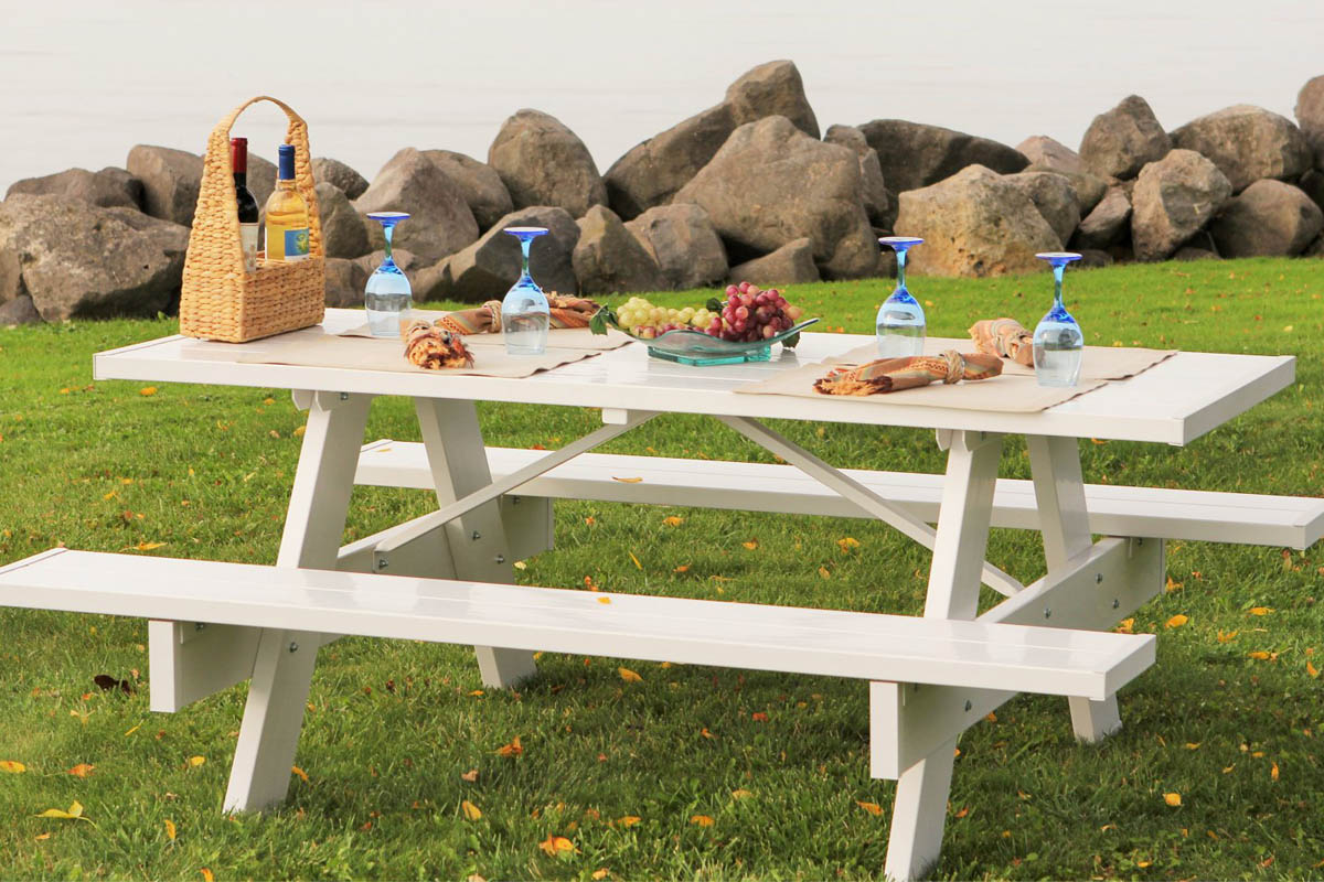 The Best Recycled Plastic Outdoor Furniture Pieces Option: Dura-Trel Traditional White Picnic Table