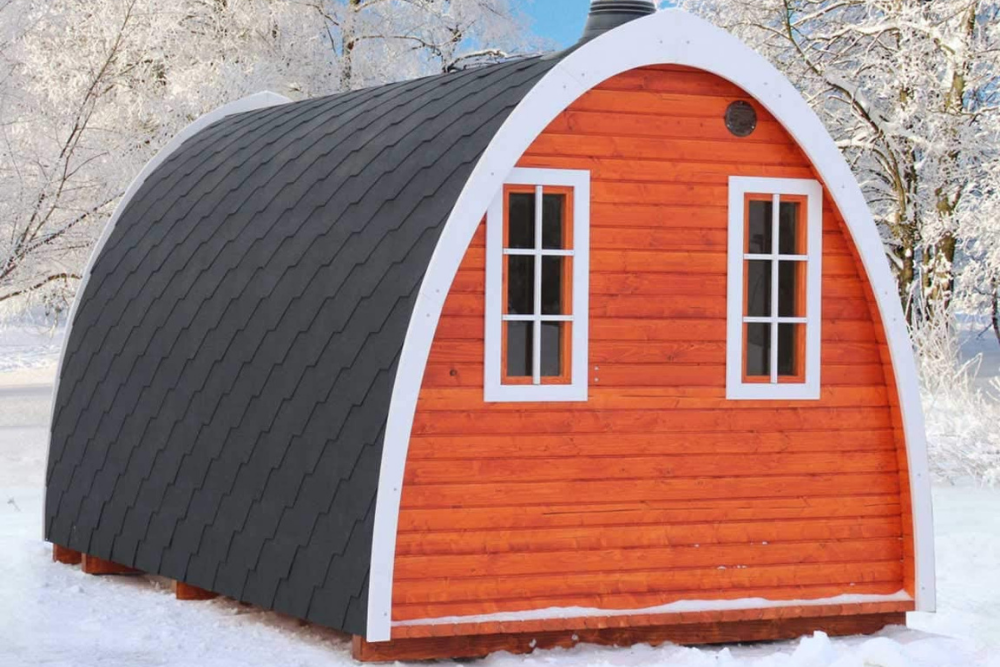 The best outdoor sauna option in a snowy setting