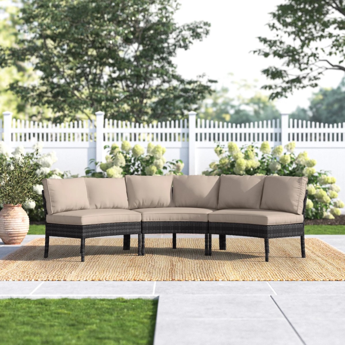 The Best Outdoor Sectional Option: Beachcrest-Home-Burmeister-Wicker-Curved-Sectional