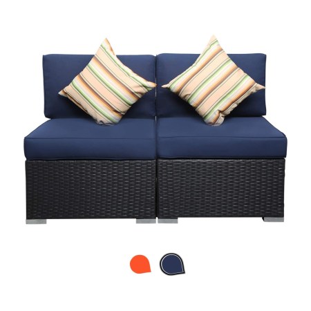 Excited Work 2 Piece Wicker Rattan Patio Couch