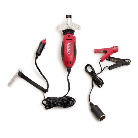  The Oregon 575214 12V Sure Sharp Handheld Chain Grinder on a white background.