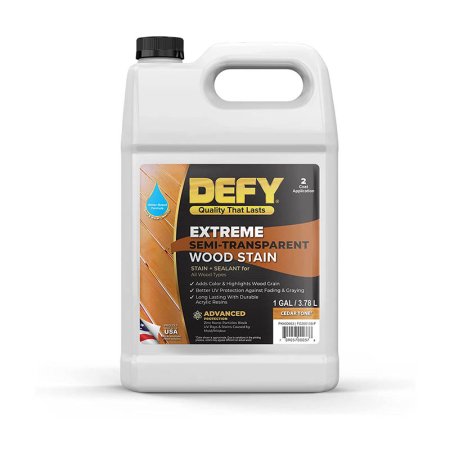  Bottle of Defy Extreme Semi-Transparent Wood Stain on a white background