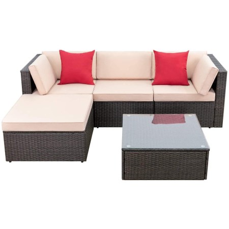 Devoko Patio Furniture 5 Pcs Outdoor Sectional Sofa 
