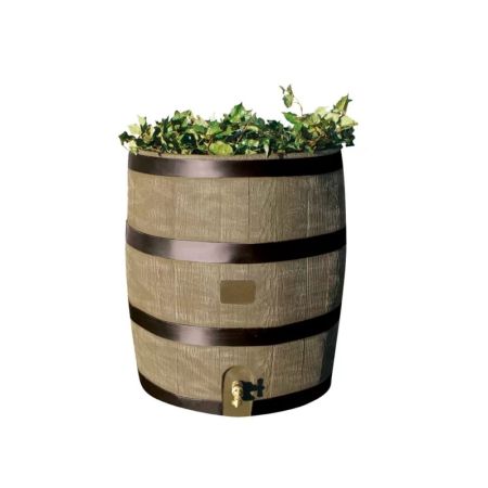 RTS Home Accents Round Rain Barrel With Planter