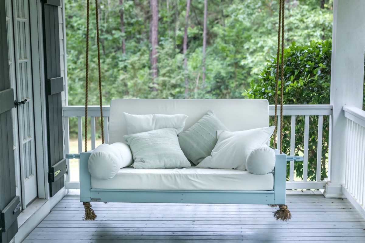 Porch swing on porch
