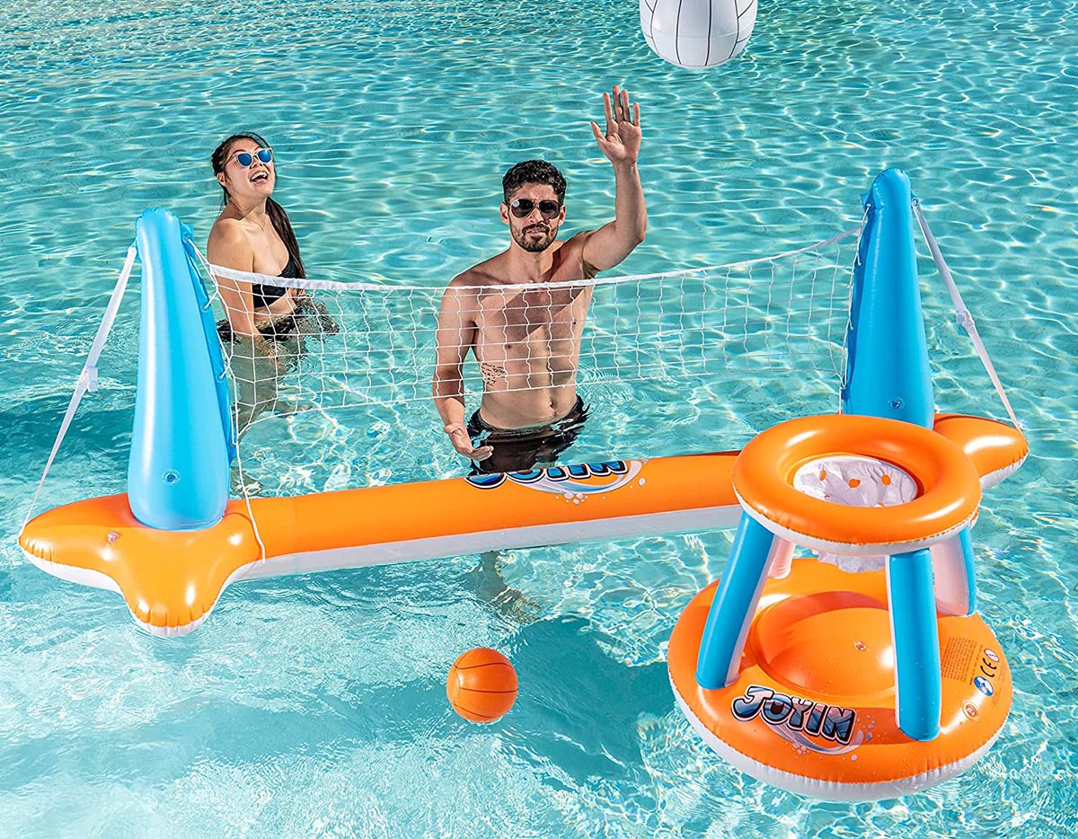 The Most Popular Pool Floats Option Inflatable Volleyball and Basketball Pool Float Set