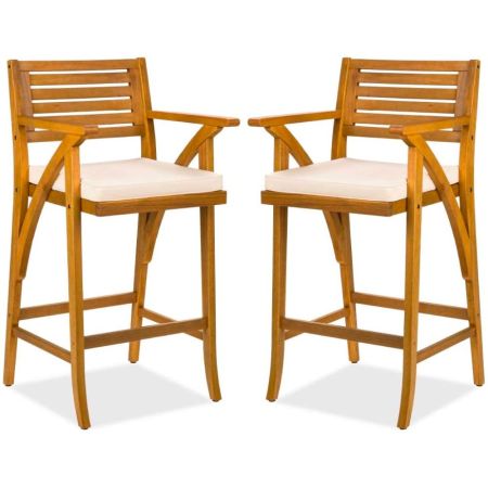 Best Choice Products Set of 2 Outdoor Wood Bar Stools